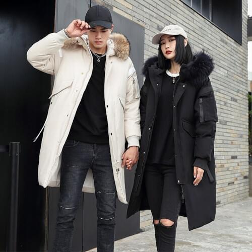 -30 Degree Winter White Down Jacket Men X-Long Keep Warm Thicken Coat Men Fashion Hooded Fur Collar Windbreaker Jacket Men