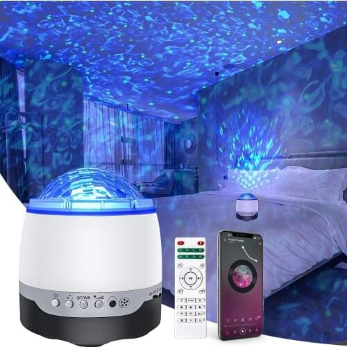 Music LED Star Galaxy Projector Ocean Wave Night Light Room Decor Rotate Starry Sky Porjectors Projection Lamp Child Kids Gifts