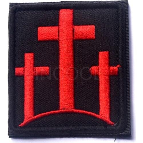 Embroidery Patch Three Crosses Patch Christian Tactical Emblem Badges Appliques Decorative Hook&LoopEmbroidered Patches