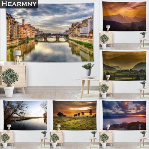 Background Fabric Valance Tapestry Wall Hanging Custom Dusk Landscape Bedroom Living Room Blanket Yoga Beach Towel Tablecloth