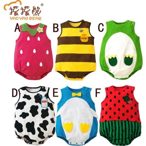 New Born Baby Bodysuits Cute Cotton Clothes Short Sleeves baby boys baby girls summer ropa cartoon jumpsuits for babies