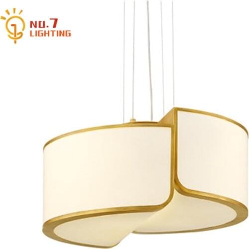 New Chinese Classical Fabric Art Designer Pendant Lights Led E14 Gold Lustre Hanging Lamp Living/Dining/Model Room Bedroom Salon