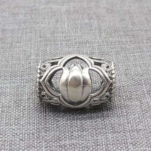 925 Sterling Silver Lotus Drum Bead Bohemian Style Bracelet Necklace