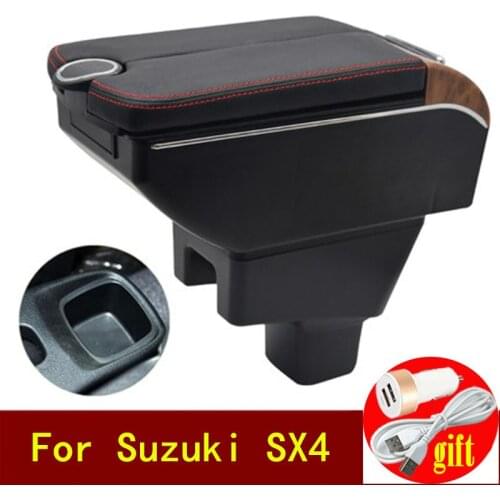For Suzuki SX4 armrest box Double doors open 7USB Centre Console Storage Box Arm Rest