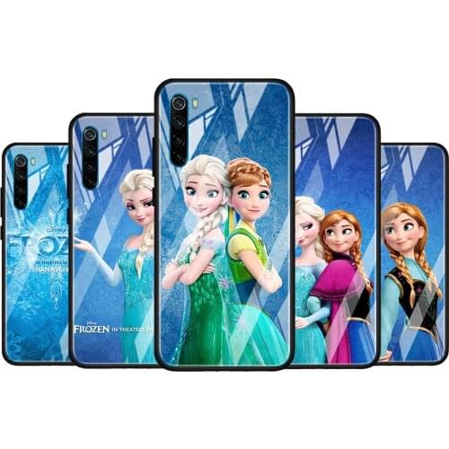 Princess Aisha and Anna for Xiaomi Redmi K40 K30 K20 Pro Plus 9C 9A 9 8A 7 Luxury Shell Tempered Glass Phone Case Cover