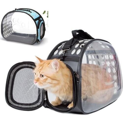 Pet Transparent Backpack Portable Travel Cat Bag One Shoulder Foldable Breathable Space Bag Dog Cage Pet Bag Cat Backpack