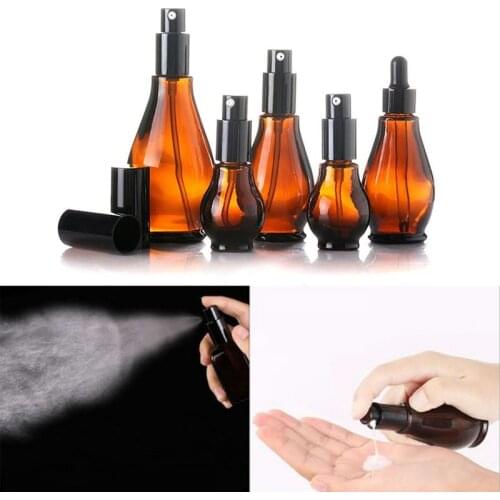 Empty Spray Bottle Amber Glass Travel Outdoor Refillable Perfume Liquid Atomizer