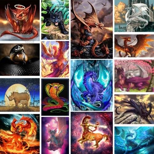 Modern Style Animal DIY Animal Winged Dragon Diamond Embroidery Full Drill Diamond Painting Dragon Cross Stitch Home Decoration