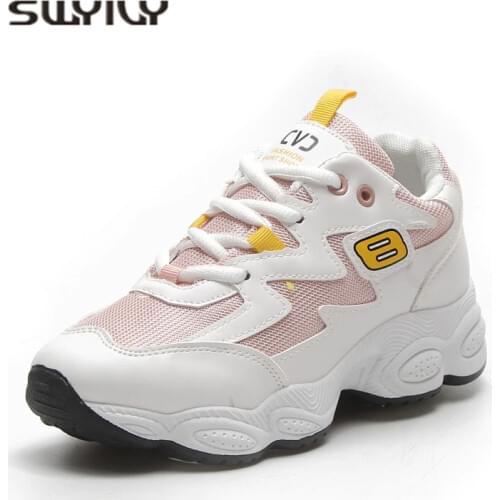 SWYIVY Womens Sneakers Platform 2018 New White Casual Shoes Woman Sneaker Breathable Female Canvas Shoes Comfortable 40 Size