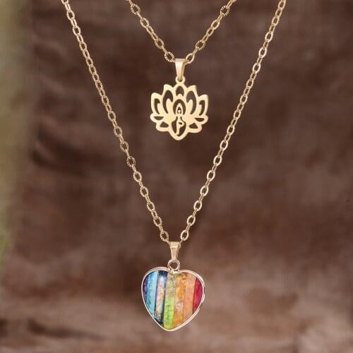Chakra Heart Lotus Girl Pendant Healing Yoga Chain Necklace