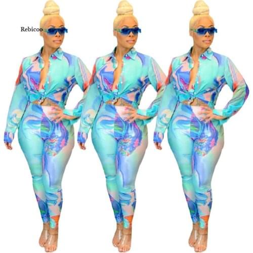 Women Two Piece Sets New African Print Elastic Bazin Baggy Pants Rock Style Dashiki Sleeve Suit for Lady