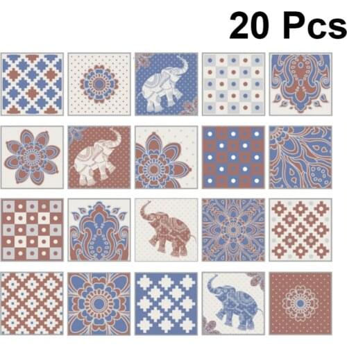 1 Set of 20Pcs Tile Stickers DIY Wall Pasters Oilproof Waterproof PVC Self Adhesive Decoration Floor Stickers for Bathroom Kitch