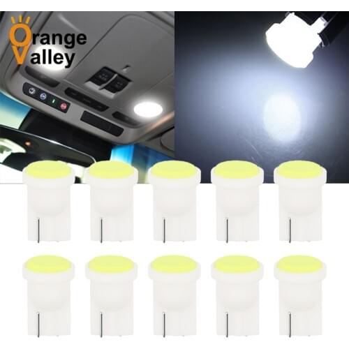 10PCS T10 Socket W5W 168 194 SMD T10 COB LED White Lights Wedge Side Bulbs For Car Tail Light Side Parking Dome Door Map Light