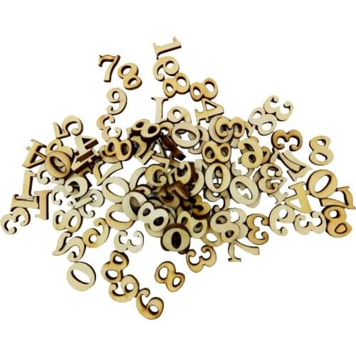 100 Pieces Natural Wooden Pieces Arabic Number Scrapbooking Embellishment Cardmaking Puzzle Games Crafts For children and kids