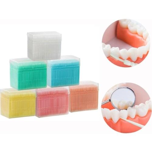1100pcs/box Double-Headed Toothpicks Soft Plastic Interdental Brush Sticks Dental Hygiene Teeth Clean Oral Care Tools