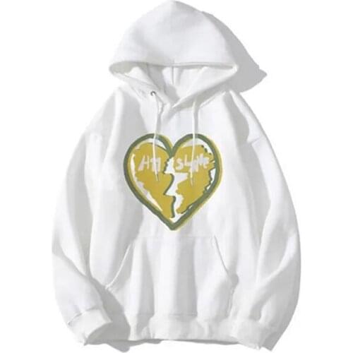 2021 Autumn Y2K Oversize Long Sleeve Womens Hoodies Street Loose Heart-shaped Printing Sweatshirt Winter Pullover Clothing