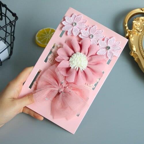 3 Pcs/Set Lace Flowers Princess Baby Headbands Cute Bows Girls Hairband Turban Sweet Baby Headband Hair Accessories