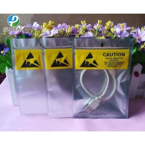 500pcs 8*13.5cm Zip lock Electronic Accessories/battery Packaging bags zipper Anti-Static Shielding plastic Bags ESD Anti Static