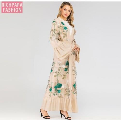 Arab Abaya Femme Kimono Kaftan Robe Dubai Islam Muslim Hijab Dress Abayas Women Caftan Marocain Turkey Elbise Ramadan Clothing