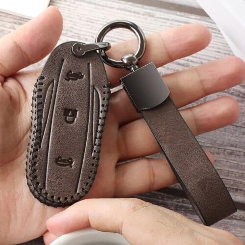 Genuine Leather Key Case for Tesla Inc Model X Key Case Leather Models Car Key Case Buckle Shell High-end