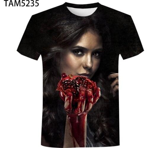Vampire Diaries Mens / Women Summer Short Sleeve T-Shirt 3D Anime Boys / Girls Street Trend Childrens Fashion Creativity Top