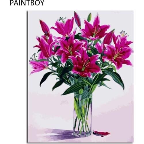 PAINTBOY Framed Pictures Flowers DIY Oil Painting Painting By Numbers Hand Painted On Canvas Home Decor