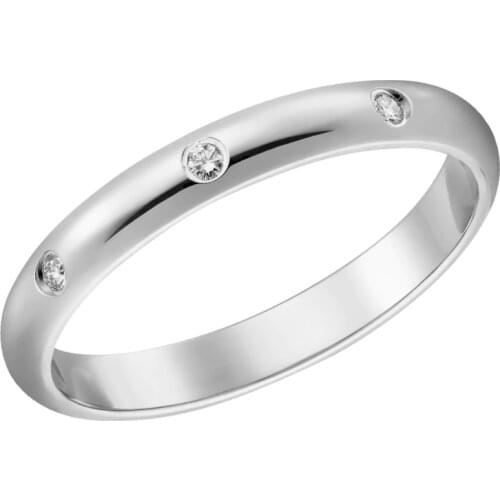 18K Au750 White Gold Ring Lovers Wedding Anniversary Engagement Ring 0.03 Carat Real Diamond Classic Trendy Romantic Simplicity