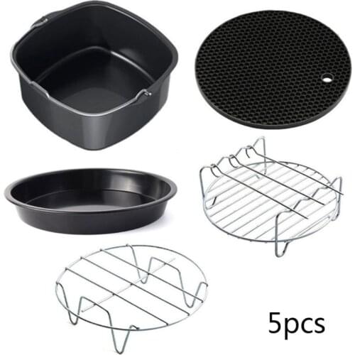5 Pcs 6" Square Air Fryer Cake Bucket Baking Pan Accessories Home Kitchen Bar Supplies Practical Cookware Set