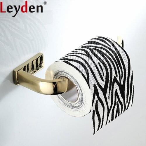 Leyden Golden Finish Solid Brass Toilet Paper Holder Tissue Holder Wall Mounted Roll Paper Holder Bathroom Accessories
