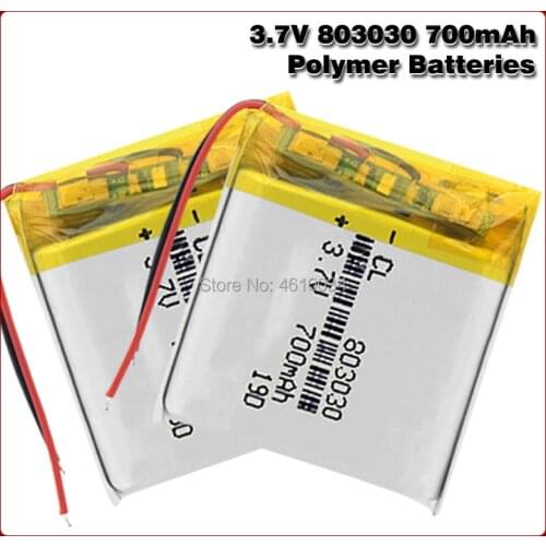 700mah 3.7V 803030 Lithium Polymer LiPo Rechargeable Battery For Smart Watch MP3 MP4 MP5 DIY Toy LED Light navigator Li-ion cell