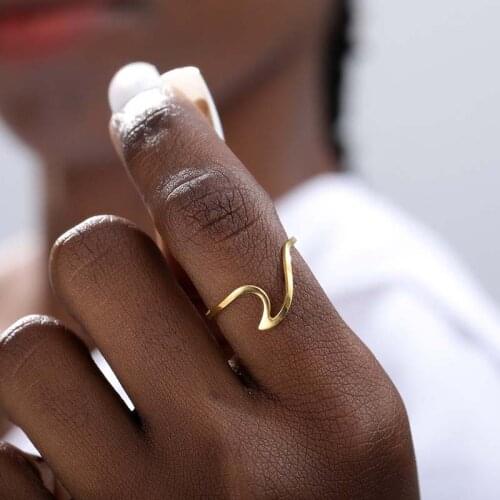 Minimalist Gold Ring for Women Stainless Steel Heart-Shaped Flowers Geometry Ring Adjustable Fahsion Jewelry Accessories Gift