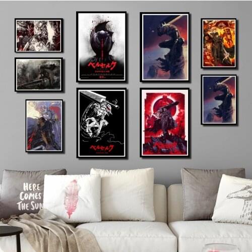 Perfect JL Hot Kentaro Miura Berserk Japan Anime Retro Cartoon Poster Wall Art Painting Picture Home Decor wall stickers