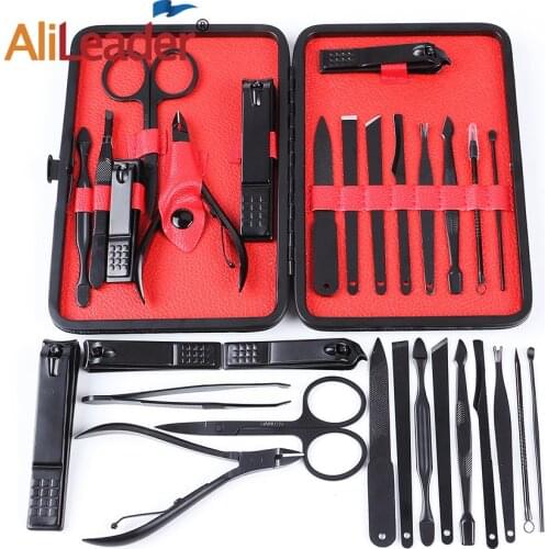 Alileader Stainless Steel Nail Clipper Scissors Professional Cuticle Nippers 3/7/10/18 Pcs/Set Toenail Clippers For Thick Nails