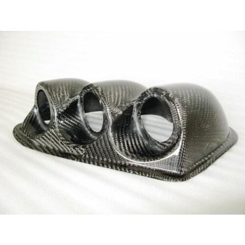 Carbon Fiber Dash Triple Gauge Pod 60mm Glossy Finish Interior Dial Cover Fibre Inner Kit For Mitsubishi Evolution EVO 7 8 9 LHD