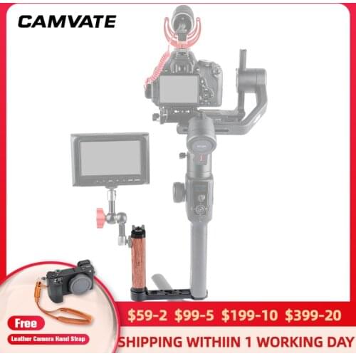 CAMVATE Wooden Handle Grip With Shoe Mount For Blackmagic Pocket Cinema Camera 4K / RoninS / Zhiyun Crane Series Handheld Gimbal