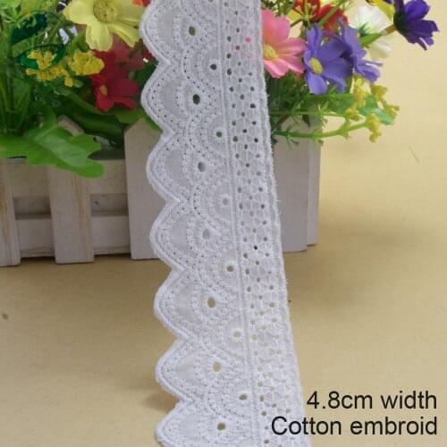 4.8cm width 100% Cotton embroidery lace french lace ribbon fabric guipure diy trims warp knitting sewing Accessories#3176