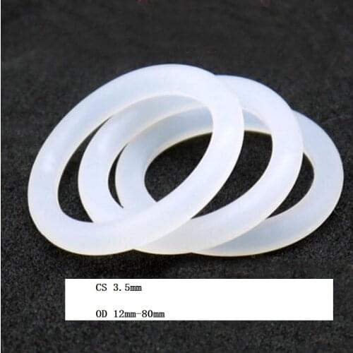 3.5mm Silicone O-Ring Food Grade Seal Washer White Rubber O Ring OD 12 mm - 80 mm
