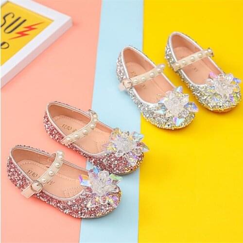 JY Children girls Bling Crystal shoes Flat princess Dance Party Shoes Girl Pink Sliver 25-35 V8-39 GZX04