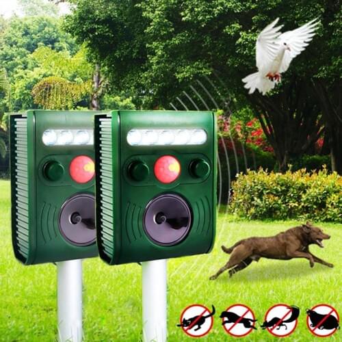 Solar Ultrasonic Outdoor Animal Repeller Yard Garden Pest Bird Cat Dog Controller
