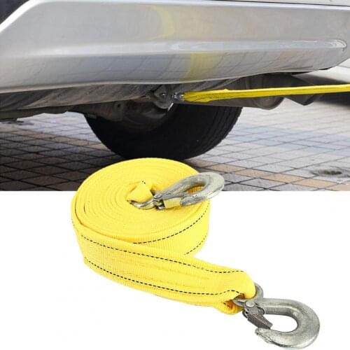 Universal Car Tow Strap with Hook Yellow High Strength Emergency Towing Rope for Outdoor Towing Ropes Maintenance Accessories