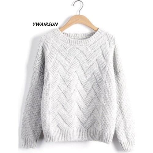 YWAIRSUN Spring Autumn Classic fashion Womens sweater solid color round neck long sleeve pullover sweater loose plus size shirt