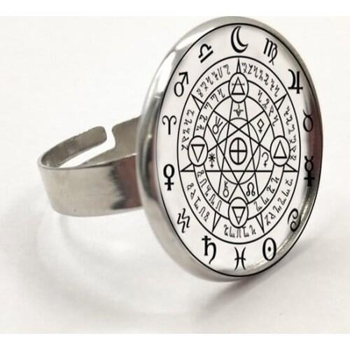 Sigil Black Magic Witchcraft Power Of Three Ring Statement Silver Ring For Women Dress Accessories