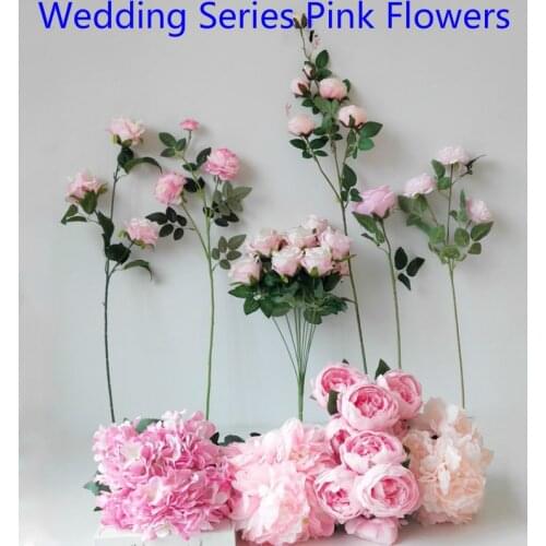 1 Pcs Pink Artificial Rose Branch Silk+plastic Flower Simulation Rose Flowers Home Hotel Wedding Decoration Rose/peony/Hydrangea