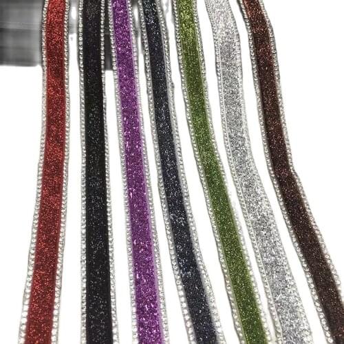 Hotfix Rock Diamond Crystal Ribbon Trimming 1Yard/Lot 15mm Width Rhinestone Chain Applique Banding for Accessories