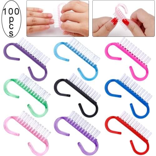 10/50/100Pcs Acrylic Nail Brush Manicure Pedicure Remove Dust Brush Nail Plastic Cleaning Handle Scrubbing Tool Nail Brushes Set