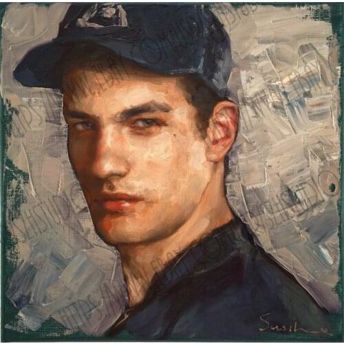 100% Handmade Oil Painting Hand Gay Man Male Portrait of a Young Boy Man sex art 017