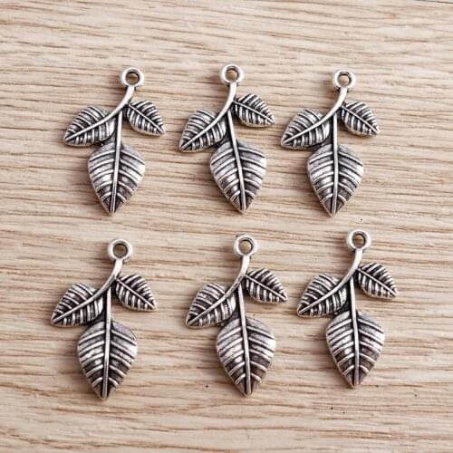 20pcs 14*23mm Tibetan Silver Color Charms for Necklaces Earrings Tree Leaf Pendants Charms Making Jewelry DIY Accessories