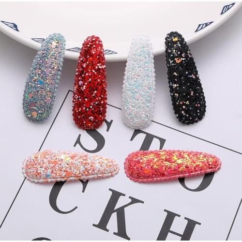 36pcs/lot 5.5cm shiny glitter hair clip cover Appliques For BB hair Clip Accessories DIY Kid patches