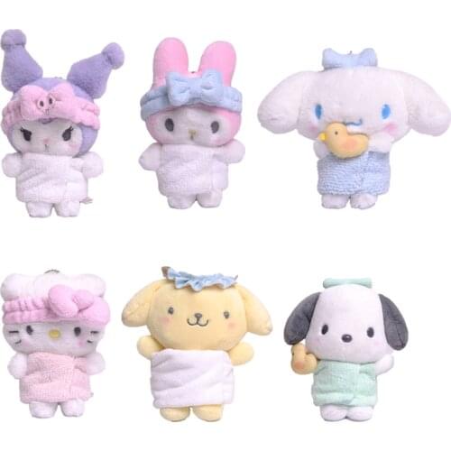 6 Styles Anime Figures Kawali Kuromi Cinnamoroll Kitty My Melody Plush Charmmy Purin Dog Soft Stuffed Plush Pendant Kids Toys
