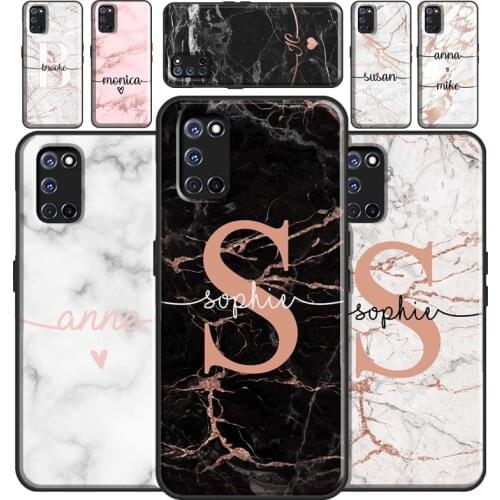 GOLD MARBLE CUSTOM NAME INITIALS Case For OPPO A15 A91 A83 A3S A5S A1K A52 A72 A5 A9 A31 A53 2020 Find X3 Pro F5 F7 Cover